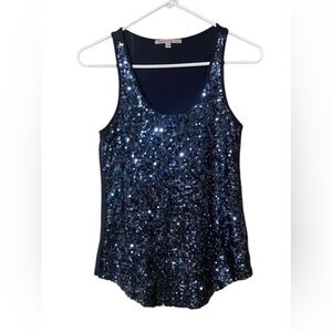 Gap Sequin Top Women’s Extra Small Navy Blue Sleeveless Stretch Y2K Retro Comfy